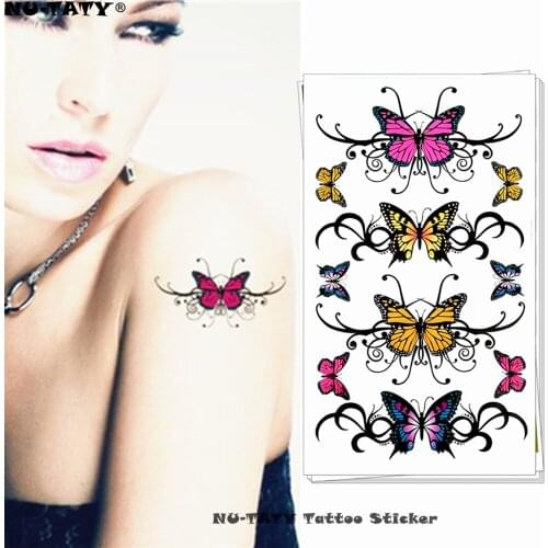 Nu-TATY Sexy four butterfly Temporary Tattoo Body Art Arm Flash Tattoo Stickers 17*10cm Waterproof Henna Painless Tattoo Sticker