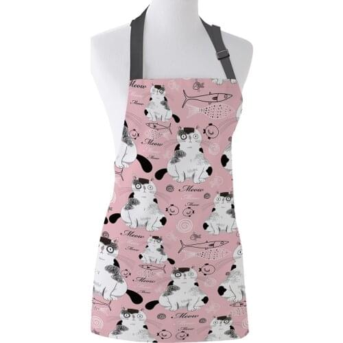 Cute Cat And Fish Apron Adult Kids Bibs Home Cooking Baking Restaurant Kichen Aprons for Woman Cleaning Apron
