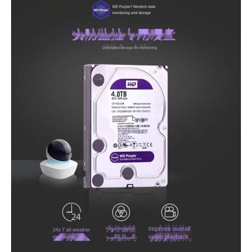Western Digital purple disk WD40EJRX 4T.. New original licensed desktop monitoring hard disk