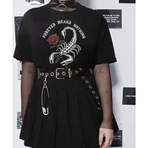 Forever Means Nothing Scorpion Rose Printed Tees Girls Vintage Graphic Tumblr Tops Cotton Fashion Streetwear