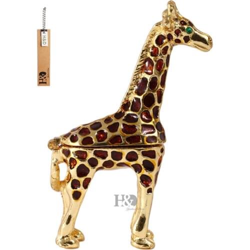 H&D Ring Holder Hinged Trinket Boxes for Gifts ,Jewelry Boxes Organizer Display Holder (giraffe trinket box)