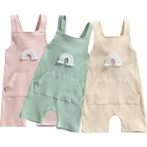 Citgeett Summer Toddler Baby Girls Boys Corduroy Overalls Cute Sleeveless Rainbow Bib Pants Romper Clothes