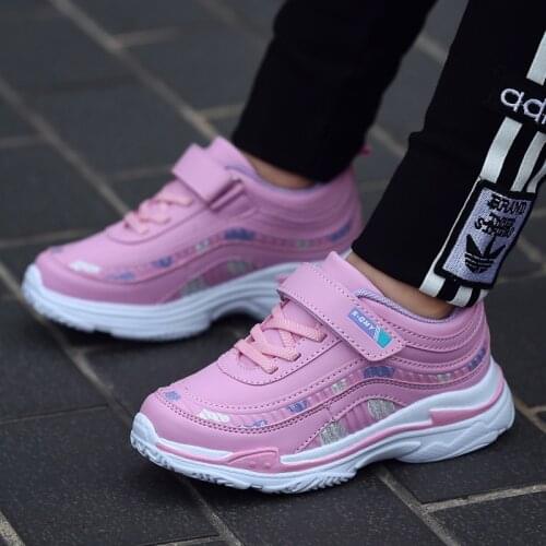 Kids Fashion Pu Leather Casual Walking Shoes Girl Tenis Sneakers Children Running Shoes Fashion Lightweight Women Non-Slip Shoes