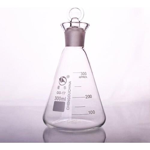 Lodine flask with ground-in glass stopper 300ml,Erlenmeyer flask with tick mark,Lodine volumetric flask,Triangular flask