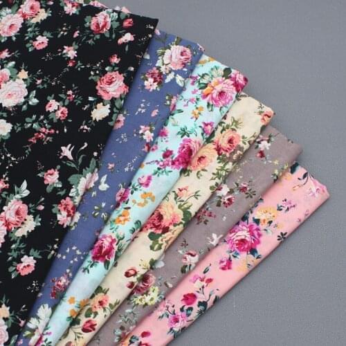 Small Flower Poplin 100% Cotton Fabric for Handmade Summer Dress Shirt Blouse Elegant Retro Rose Cherry Peony Paisley Patchwork