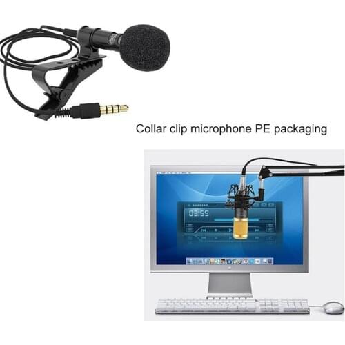Mini Microphone Condenser Clip-on Lapel Lavalier Mic Wired for Phone Laptop