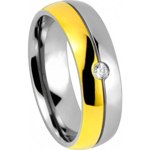 CZ Stone Gold Titanium Polished Ring Fashion Jewelry