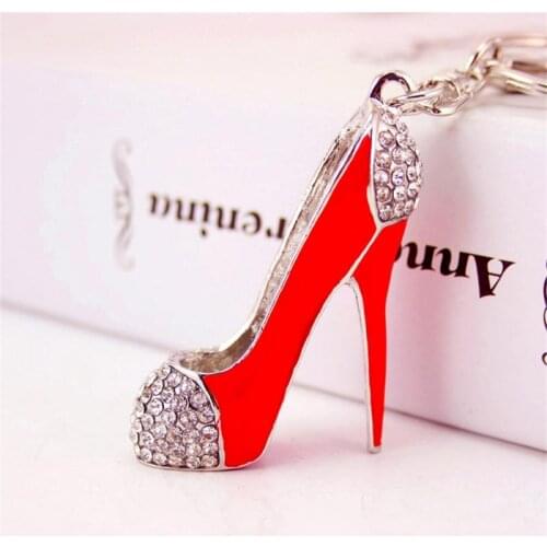 Fashionable Accessory Key Ring High-heeled Shoe Shape Pendant Rhinestone Decoration Keychain