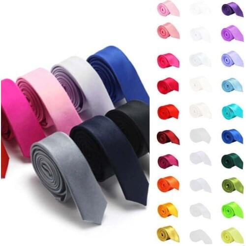 Solid Tie Boys Mens Ties Colored Classic Slim Slim Blue Skinny Black Party Wedding Satin Plain Necktie Party