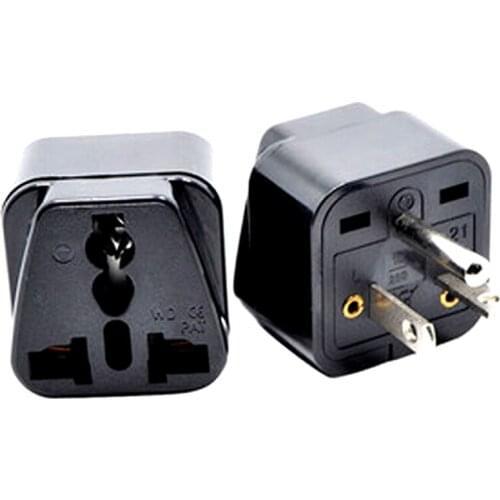 Wholesale copper CE Universal Germany franch AU EU UK to US plug adapter NEMA 5-21 Elcectrical AC converter adaptor plug 10A