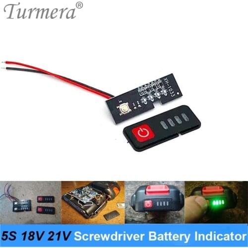 Turmera 5S 18V 21V Electric Drill Screwdriver Battery Capacity Indicator LED Display for 5S1P 5S2P 18650 Lithium Batteries Use A