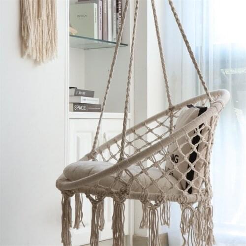 Nordic Wind Hanging Chair Homestay Cotton Rope Tassel Hanging Basket Indoor Girl Princess Net Red Swing Family Cradle Chair