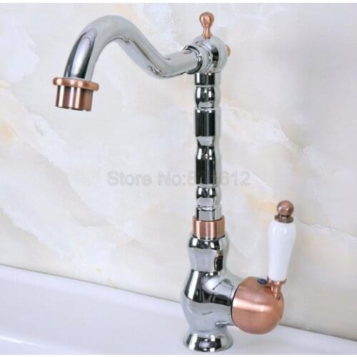 Polished Chrome Faucet Kitchen Sink Mixer Swivel Spout Bathroom Basin Tap Deck Mounted tnf910