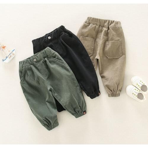 Toddler Boys Casual Pants Pockets Boy Cargo Pant Spring Autumn Kids Pants Solid Color Kids Clothes Tracksuits 0 to 6 Year