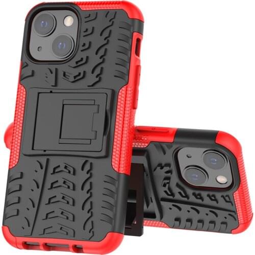 Shockproof Silicone Kickstand Armor Phone Case For iPhone 12 13 Mini Pro Max Colorful Bracket Rugged Anti-Fall Protection Cover