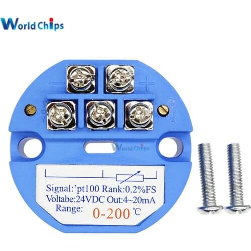 RTD PT100 Temperature Sensor Transmitter DC 24V 0-200 Celsius Range Temperature Sensors Isolated Detector Module 4-20MA DC 24V