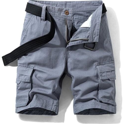 Luulla Men Summer New Premium 100% Cotton Cargo Shorts Men Fashion Classic Solid Pockets Legwear Cargo Shorts Men Big & Tall