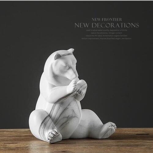 NORDIC GEOMETRIC MARBLING BEAR FIGURINE ORIGAMI ANIMALS ART SCULPTURE RESIN ART&CRAFT HOME DESKTOP DECORATION OFFICE R1739