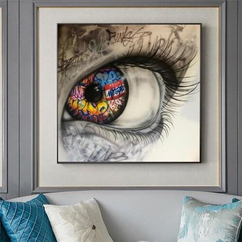 Modern Abstract Graffiti Eye Street Art Picture On Canvas Wall Art Prints Fine Poster Painting For Living Room Wall Decoration