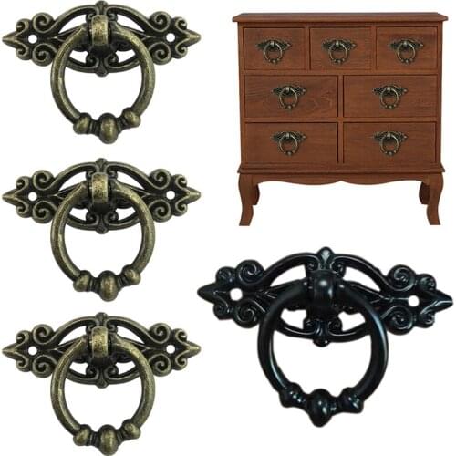 Zinc Alloy Kitchen Drawer Cabinet Door Handle Furniture Bronze Knobs Hardware Cupboard Antique Pull Handles Tone + Screw 65*32mm