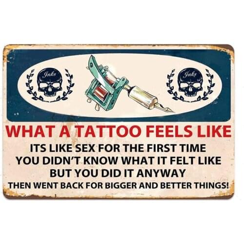 Tattoo Tin Sign Retro Tattoo Studio Shop Wall Decoration Sexy Lady Metal Sign People Cave Sign Tin Plate Poster Plaque 20x30cm