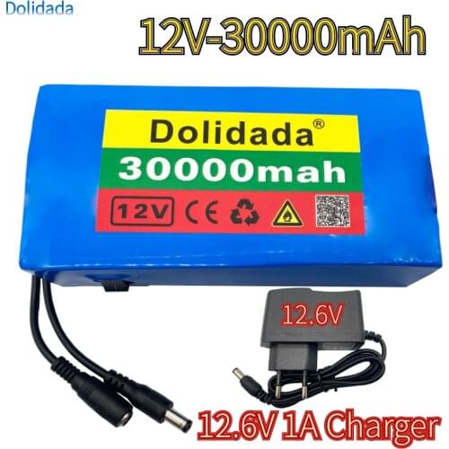 High Quality Super Rechargeable Portable Lithium-ion Battery DC 12V 30000mAh With US or EU Plug 12.6v 3.0Ah battery pack+charger