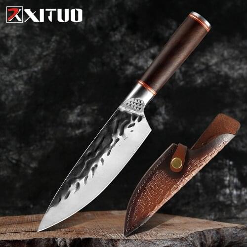 XITUO High carbon stainless steel Chef knife Hand forged Boning Knife Sharp split knife slaughter special knife Free Leathercase
