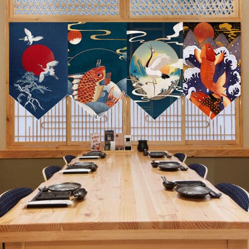 Japanese Triangle Flag Curtain Partition Curtain Izakaya Entrance Bar Decoration Short Curtain Japanese Cuisine Restaurant Decor