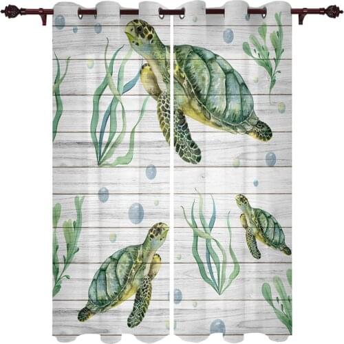 Living Room Curtains Turtle Coral Wood Grain Modern Home Decor Bathroom Kitchen Bedroom Balcony Floor Valance Curtains