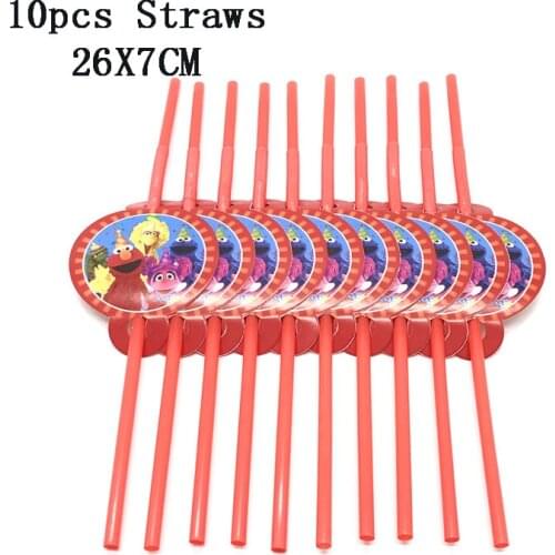 Sesame Street Cartoon Elmo Party Birthday Disposable Straw Supplies Decoration Supplies Birthday Decoration Party Children 10pcs