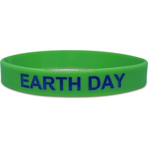 100pcs Earth Day Green World wristband silicone bracelets free shipping by ePacket A