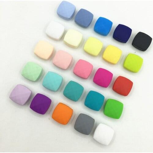 100pcs/lot Silicone square shape beads Loose Teether Beads Baby Toy Teether Chew BPA Free Food Grade DIY Jewelry Necklace Making