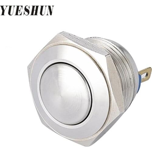 5pcs 19mm Push Button Switch Stainless Steel Momentary Operation Switches Electric Accessories Domed Heard Switch JS19B-10/J