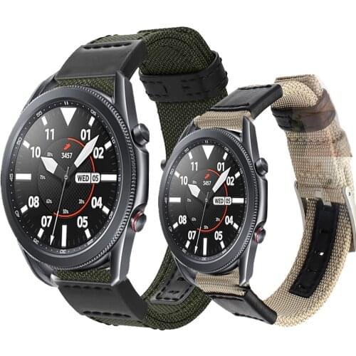 Army Green Nylon watch Strap 20mm for Samsung Galaxy Watch3 41mm 22mm for Samsung Galaxy Watch 3 45mm Men Replace watchBand