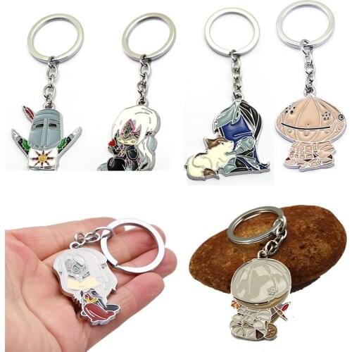 Game Dark Souls 3 Ⅲ Solaire of Astora Fire Keeper Keychain Key Holder For Bags Car Cartoon Figure Pendant Women Men Jewelry Gift