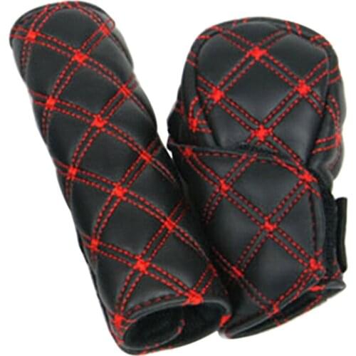 Hot Best 2Pcs/Set Faux Leather Hand Brake Shift Knob Cover Gear Case Car Interior Decor