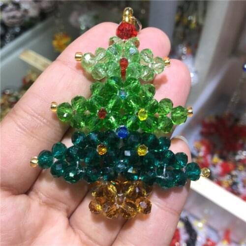 Pure hand woven Christmas tree Austrian crystal key chain bag hanging accessories shining Christmas Beautiful gift