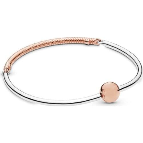 DoDoFly Rose Gold Round Buckle 3 Section Bracelet Fit Original Charms Beads S925 Silver Color Woman Bracelet Jewelry