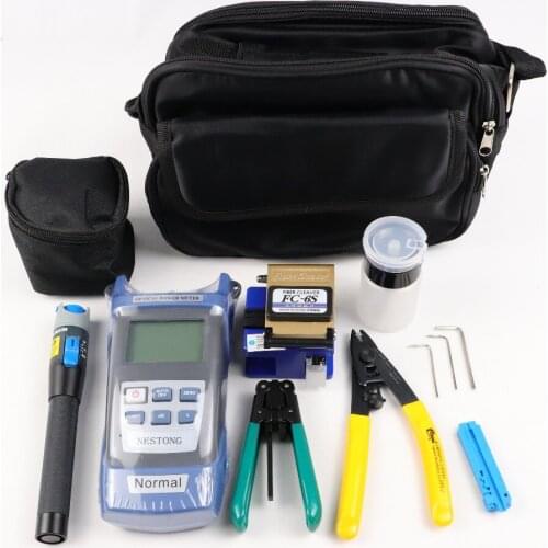 FTTH Tool Kit with Fiber Cleaver Optical Power Meter 5km Visual Fault Locator Wire stripper,FTTH Fiber Optic Cold