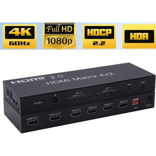HDMI 2.0 Matrix 4X4 HDMI Matrix 4X4 HDMI Splitter Switcher 4 in 4 out Matrix with RS232&EDID control HDCP 2.2 4KX2K/60HZ HDR