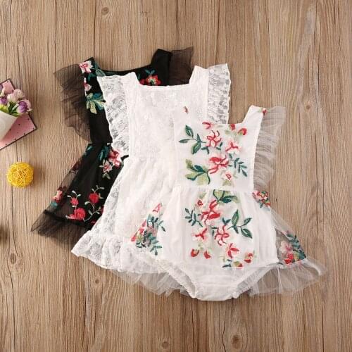 Newborn kids Baby Girls clothes backless lace Ruffle lovely Bodysuit sleeveless summer cute Jumpsuit one pieces