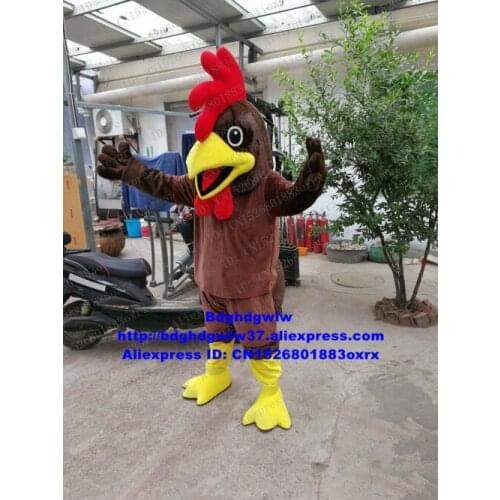 Brown Gamecock Game Fowl Fighting Cock Rooster Chicken Chook Mascot Costume Character Cartoon Clothing Festival Gift zx1510