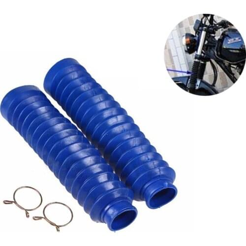 1 Pair 20.5cm Long Front Fork Cover Shock Absorber Dust Rubber Covers Blue