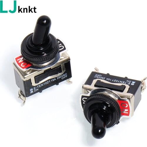1PCS 12mm rocker switch two feet two gears 1021 toggle switch heavy waterproof cover 15A 250V on/off