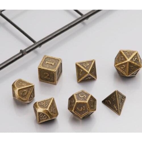 Hot 7pcs/set Metal Dice Family Party Bar RPG D&D Polyhedral Board Game D4-D20 62KF