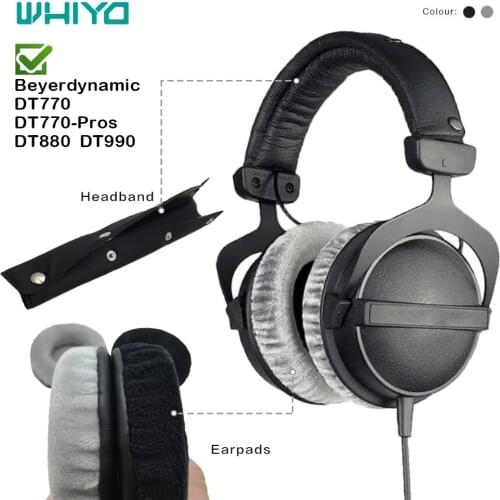 WHIYO 1 Set of Replacement Headband & EarPads for Beyerdynamic DT770 DT880 DT990 Earphones Cushion Bumper Cover Cups Ear pad