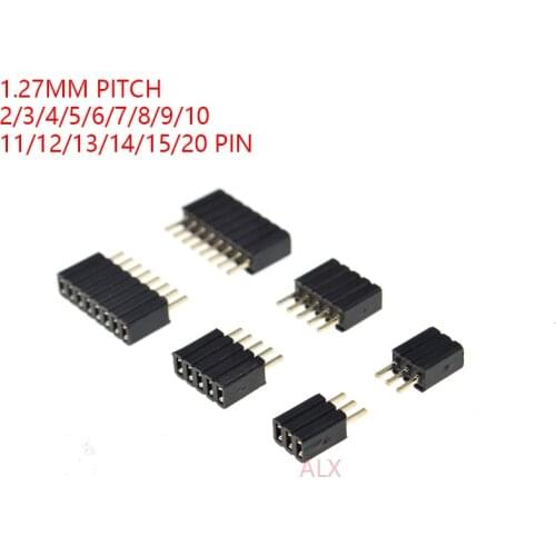 10PCS 2/3/4/5/6/7/8/9/10/12/16/20/40/ PIN SINGLE row Straight FEMALE PIN HEADER 1.27MM PITCH Strip Connector Socket 1X/6/8/10/20