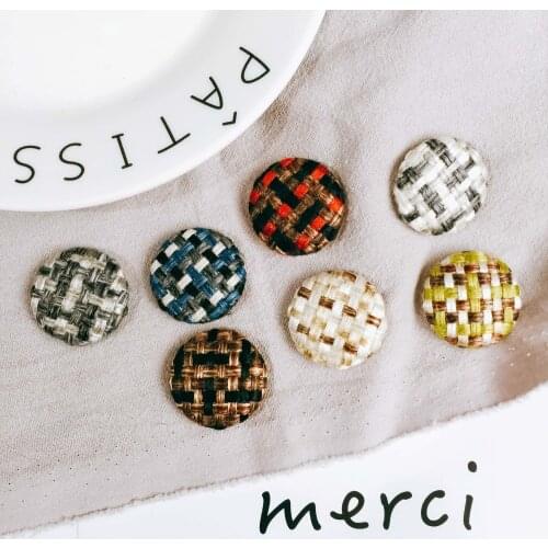 Stripe Wool Stuff Goods Clip Accessories Cameo Button Supplies for Jewelry Making Earring Accessories Components 20pcs 26mm