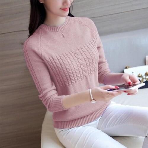 Spring Autumn Korean Slim Short Knitting Pullover Women Sweater Knitwear 7 Color Casual O-Neck Long Sleeve Knitted Tops Female