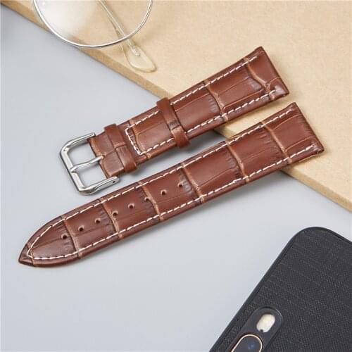 Bamboo Texture Embossed Leather Watchband Genuine Calfskin Straps 16 18 20 22 24mm Comfortable Bracelet Men Women Watchbands